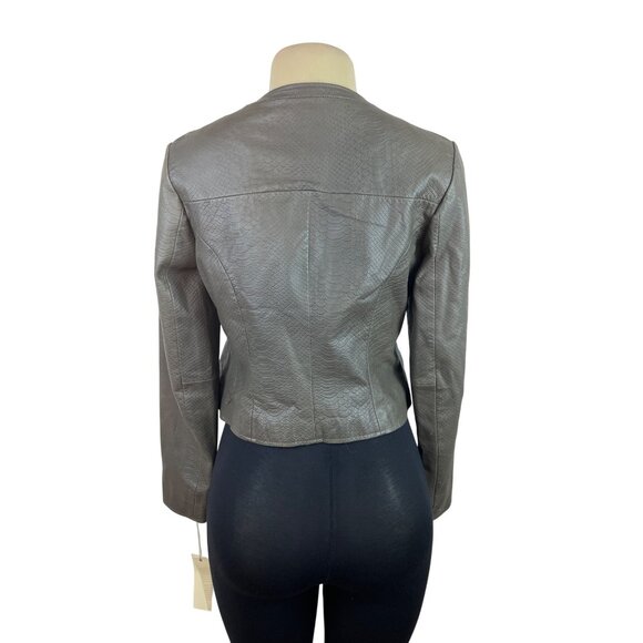 Bagatelle Womens Leather Snake Print Jacket Gray With Zip Closure Sz S - New - Picture 3 of 9